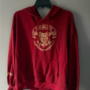 SHEIN Red Crewneck Hoodie with Gold Crest Graphic